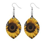 Women Butterfly And Sunflower Wooden Earrings Lightweight Dangle Earrings Geometric Drop Earring Vintage Apricot Retro Daily Wear Jewelry Gift for Wedding Party Graduation