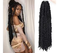 Women Butterfly Locs Crochet Hair Extensions Synthetic Distressed Pre Looped Braids 1B 36inches-4Pcs(40Strands)