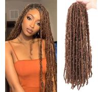 Women Butterfly Locs Crochet Hair Extensions Synthetic Distressed Pre Looped Braids 30 36inches-8Pcs(80Strands)