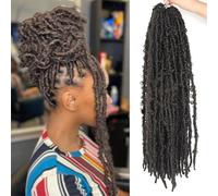 Women Butterfly Locs Crochet Hair Extensions Synthetic Distressed Pre Looped Braids 4 18inches-7Pcs(70Strands)