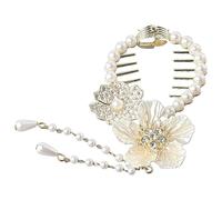 Women Camellia Pearls Tassel Ponytail Holder Hair Claws,Women Hairball Head Hair Ponytail Buckle Rhinestone Hair Styling Claws Hair Clip Hair Circle