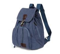 Women Canvas Backpack Female Vintage Pure Cotton Travel Bag Fashion Drawstring Laptop School Bags Shoulder Bag for Teenage Girls For Men And Women(Blue)
