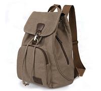 Women Canvas Backpack Female Vintage Pure Cotton Travel Bag Fashion Drawstring Laptop School Bags Shoulder Bag for Teenage Girls For Men And Women(Dark Brown)