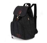 Women Canvas Backpack Female Vintage Pure Cotton Travel Bag Fashion Drawstring Laptop School Bags Shoulder Bag for Teenage Girls For Men And Women(Black)