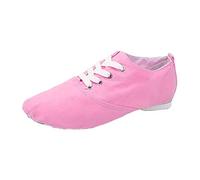 Women Canvas Ballet Shoes Soft Training Adult Ballerina Tan Yoga Flat Belly rofessional Footwear Crisscross Strap Slippers Dance Shoe for ractice Ballet Beginner Ballroom (Pink, 5)