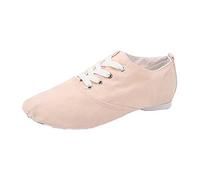 Women Canvas Ballet Shoes Soft Training Adult Ballerina Tan Yoga Flat Belly rofessional Footwear Crisscross Strap Slippers Dance Shoe for ractice Ballet Beginner Ballroom (B, 7)