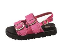 Women Canvas Denim Platform Sandal Summer Comfortable Sandals Open Toe Sandals Double Buckle Strap Adjustable Back Thick Sole | Beach, Holiday, Walking, Leisure, 01 Hot Pink, 4 UK