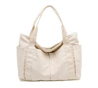 Women Canvas Shoulder Bags Retro Casual Handbags Work Bag Purses Small Clutch Wallet (White, One Size)