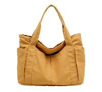 Women Canvas Shoulder Bags Retro Casual Handbags Work Bag Tote Purses Ultimate Direction Clutch Handheld (Yellow, One Size)