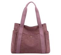 Women Canvas Tote Handbags Multi Pocket Retro Casual Shoulder Bag Top Handle Satchel Tote Purse Leather Tote Bag for Women (Purple, One Size)