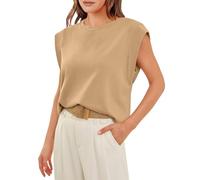 Women Cap Sleeve Tops Round Neck Loose Fit Tops Tank Top Basic Tee Shirts Casual 2024 Solid Color Vest With Capped Sleeves Spring Summer Tunic