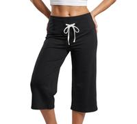 Women Capri Sweatpants Low Rise Drawstring Straight Wide Leg Cropped Pants | Y2K Low Waisted Capri Sweat Pants Loose Fit Yoga Pajama Bottoms