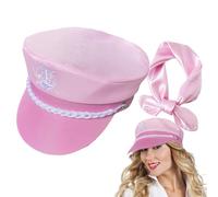 Women Captain Hat | Adjustable Pink Women's Skipper Boat Sailor Cap - Sailor Captain Hat for Halloween Costume, Party Costume
