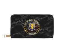 Women Card Case 6Th Cavalry Regiment Veteran Genuine Leather Wallets Soft Leather Purse with Zipper Pocket Women's Wallets for Women, Daughter, Mother