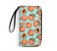 Women Card Case Apricots Wallet Pouch Artistic Genuine Leather Wallets Soft Clutch Wallet for Mother, Teens, Friend