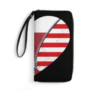 Women Card Case Heart America Flag and Texas Flag Women's Wallets Colourful Leather Purse Microfiber Handbags for Friend, Teens, Women