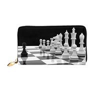 Women Card Case International Chess Piece Chessboard Ladies Wallet Pouch Colourful Leather Wallet Retro Style Handbag for Evening Party, Daughter, Teacher