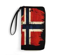 Women Card Case Norwegian America Flag Leather Purse Card Case Genuine Leather Wallets Colourful Women's Wallets for Daughter, Girls, Teacher