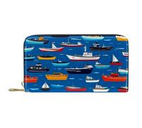 Women Card Case Submarine Ship and Whale Clutch Wallet Artistic Wallet Pouch RFID Blocking Genuine Leather Wallets for Evening Party, Teens, Girlfriend