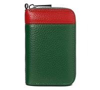 Women Card Holder RFID Blocking Wallet Credit Oyster Holders Small Purse for Travel Business Bank Cards Security Protector Men's Leather Sleeve Pouch with Keychain Card Case Red / Dark Green