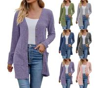 Women Cardigan Sweaters Ladies Long Cardigans Casual Long Sleeve Knitted | Fall Open Front Cardigan With Pockets Loose Ribbed Jackets Coat Fashion Draped Waterfall Cardigans