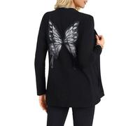 Women Cardigan Tops Long Sleeve Open Front Back Cutout Shirts Sexy Gothic Cardigan, Black Butterfly, Medium