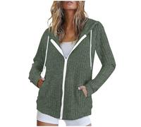 Women Cardigans Knitted Jacket Zip up Hoodie Long Sleeve Hooded Sweatshirt with Pockets Ladies Winter Warm Jackets Vintage Ribbed Knit Coat Lounge Wear Soft Casual Loungewear Sportswear