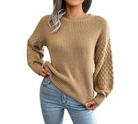 Women Cashmere Jumpers Ladies, Women`s Crewneck Jumper Long Sleeve Crewneck Casual Cropped Lightweight Trendy Ribbed Knit Women Crew Neck Jumper Chunky Jumpers Sweater Elegant Jumper