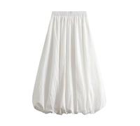 Women Casual Balloon Skirts Y2k Solid Color High Waist A-Line Bubble Skirts Flowy Going Out Puffball Skirts (A-a-White, ONE Size)