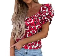 Women Casual Blouse, Womens Ladies New Plain Off The Shoulder Batwing Sleeve Bardot Baggy Oversized T-Shirt Tee Top Plus Size Clothing for Women Tops Red