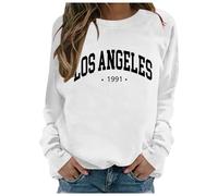 Women Casual Brooklyn New York Letter Graphic Sweatshirt Crewneck Drop Shoulder Fleece Pullover Shirt Tops 2025