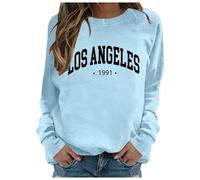 Women Casual Brooklyn New York Letter Graphic Sweatshirt Crewneck Drop Shoulder Fleece Pullover Shirt Tops 2025