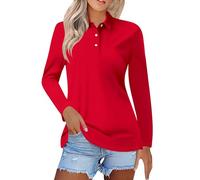 Women Casual Golf Tennis Polo Shirts UK Long Sleeve Button up Collared Cotton Lightweight Moisture Wicking T-Shirt 2025 Trendy Autumn Winter Cozy Tops
