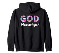 Women Casual Graphic GOD BLESS YOU Zip Hoodie
