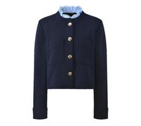 Women Casual Knits Cardigan Ruffles Patchworking Lady O-Neckline Raglan Long Sleeve Single-Breasted Coats Navy Blue S(US-4)