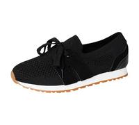 Women Casual Lace Up Flat Sole Round Toe Flying Weaving Shoes Fashion Versatile Women Shoes in Plus Sizes, black, 8.5 UK