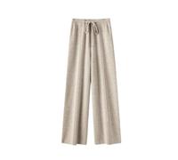 Women Casual Pants Wool Wide Leg Pants Solid Color Knit Wool Wide Leg Trousers Rice Brown Gray XL