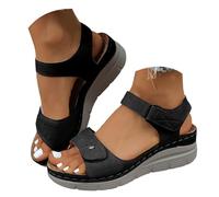 Women Casual Sandals with Comfortable Wedge Strap - Summer Model with Lightweight Breathable Sole - Ideal for Beach, Walking, Vacation and Everyday Use, Le Noir, 6.5 UK