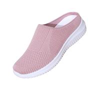 Women Casual Shoes Spring Fly-Weave Style Openwork Color Block Upper Metal Chain Slant Heel Spring Shoes Women, pink, 9 UK