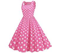 Women Casual Sleeveless 1950s Evening Party Prom Dress Womens Dresses Little Midi Dress Pink