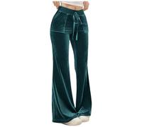 Women Casual Solid Color Velvet Wide-Leg Trousers Long Length Elastic High Waist Trousers with Pockets Soft Fabric Comfort Fit Daily Wear Fashion Versatile Style All-Season