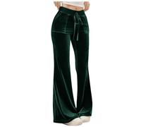 Women Casual Solid Color Velvet Wide-Leg Trousers Long Length Elastic High Waist Trousers with Pockets Soft Fabric Comfort Fit Daily Wear Fashion Versatile Style All-Season