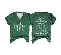 Women Casual T Shirt Tops 2024 Summer Fashion Top Shirt for Women Let Them Misunderstand You T Shirt Inspirational Graphic Tees Motivational Gift Tops Running Shirts Women (Green, L)