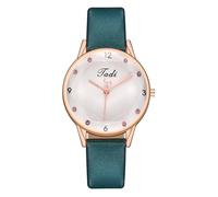Women Casual Watch Quartz Analog Graduated Colorful Diamond Watch with Comfortable Leather Strap, green, Strap