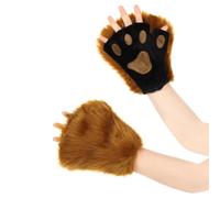 Women Cat Bear Paw Claws Gloves Plush Warm Wolf Paw Mittens Handwear Animal Hands Gloves Winter Thermal Mittens for Halloween Christmas Party Gift Adults Men Novelty Furry Gloves (Brown)