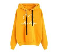 Women Cat Ear Hoodie Long Sleeve Splice Cartoon Cute Kawaii Clothes Teens Girls Anime Cosplay Sweatshirts Fashion Basics Clothes Sweater Comfortable Lightweight Japanese Hoodie (G1-Yellow, XL)