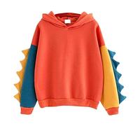 Women Cat Ear Hoodie Long Sleeve Splice Cartoon Cute Kawaii Clothes Teens Girls Anime Cosplay Sweatshirts Fashion Basics Clothes Sweater Comfortable Lightweight Japanese Hoodie (31-Orange, XL)