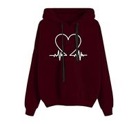 Women Cat Ear Hoodie Long Sleeve Splice Cartoon Cute Kawaii Clothes Teens Girls Anime Cosplay Sweatshirts Fashion Basics Clothes Sweater Comfortable Lightweight Japanese Hoodie Pullover (G1-Wine, L)