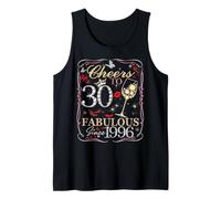Women Cheers to 30 Fabulous Since 1996 30th Birthday Queen Tank Top