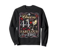 Women Cheers To 44 Fabulous Since 1982 44th Birthday Queen Sweatshirt